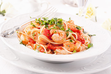 Spaghetti Diabolo mit Garnelen