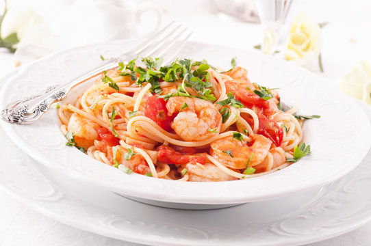 Spaghetti Diabolo mit Garnelen