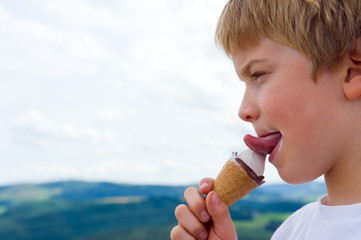 boy is eating ice cream