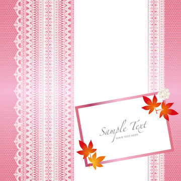 card with lace background and maple