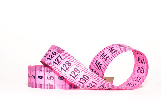 Pink Measuring Tape Isolated On White