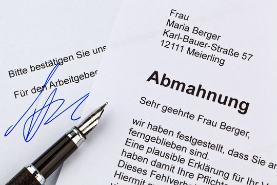 Brief einer Abmahnung