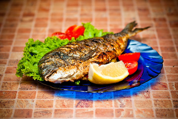 Whole griled dorada fish
