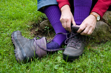 Trekkingstiefel ausziehen