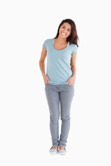 Obraz premium Happy beautiful woman standing
