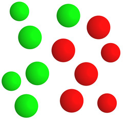 green balls - red balls