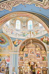 Fototapeta na wymiar Interior of an orthodox church in Ukraine