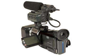 Video camera isolated over white background