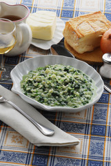 Arroz con espinacas y queso Taleggio