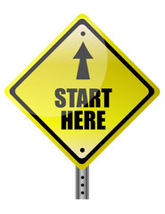 Obraz premium Yellow Diamond start here with up arrow sign