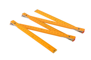 Wooden centimeter ruler, isolated on white background