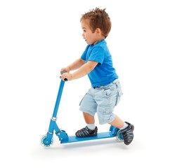 Boy playing with blue toy scooter © SzF Ilka Erika
