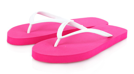 pink beach shoes isolated on white