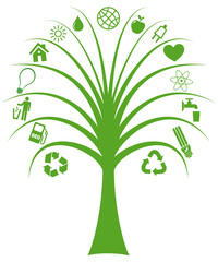 tree with ecology symbols