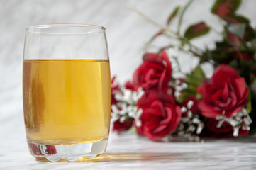 Apple juice with rose table set
