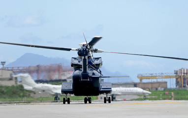 Fototapeta na wymiar blue helicopter