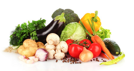 A set of fresh vegetables isolated on white