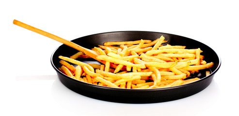 pan fried potatoes with a delicious isolated on white