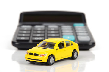 Calculator and toy car