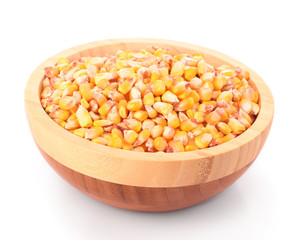 corn in wooden bowl