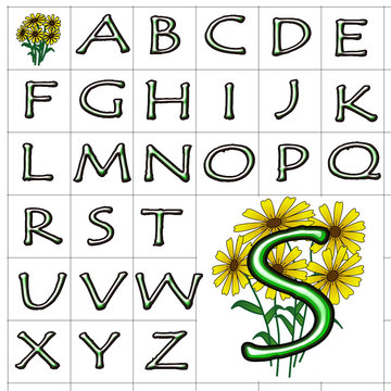 ABC Alphabet background yellow tempus green design
