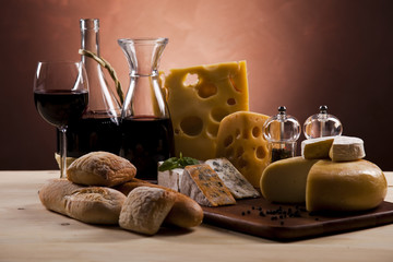 Cheese and red wine