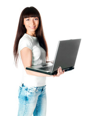 young woman  working with laptop