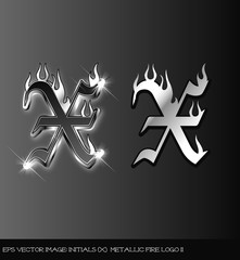 eps Vector image:initials（X） metallic fire logo II