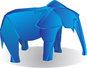 Stickers muraux Animaux géométriques éléphant bleu