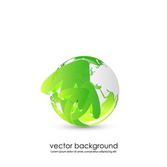 green globe with 3d arrows vector