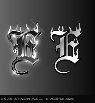 eps Vector image:initials（e） metallic fire logo II
