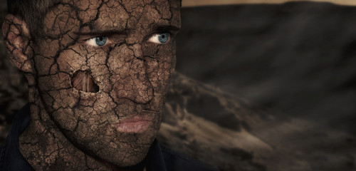 stone man in desert