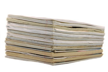 stack of workbooks isolated