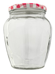 Słoik szklany. Izolowany na białym tle