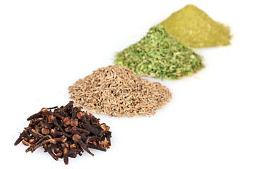 spices isolated on white