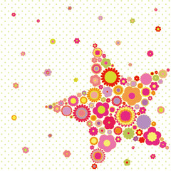 Spring summer colorful flower star shape greeting card