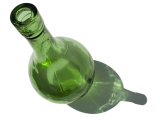 Green bottle isolated with shadow on white
