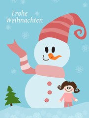 Illustration: Mädchen mit Schneemann