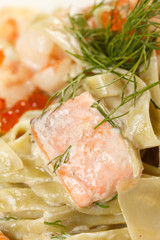 pasta with salmon and caviar