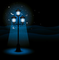 Old street lamp at night