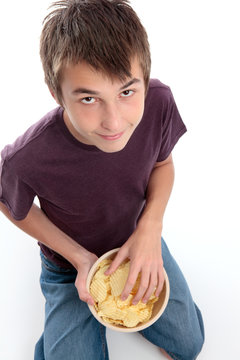 Boy Eating Potato Chips