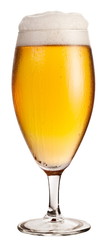Frosty glass of light beer