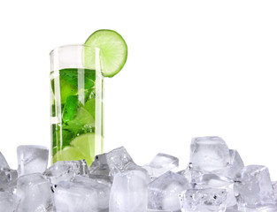 Ice mojito isolated on white background