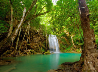 Fototapeta na wymiar Deep forest Waterfall in Thailand