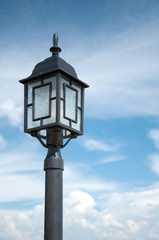 Fototapeta na wymiar lamp on blue sky background
