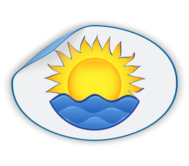 Label with the image of the sun and waves. eps10