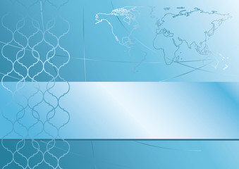 abstract vector blue background with map of the world