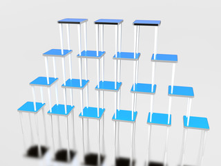 Blue kitchen chairs with white legs in the form of a pyramid №1