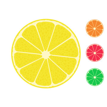 Isolated Citrus Fruit - Orange Lemon Lime Grapefruit