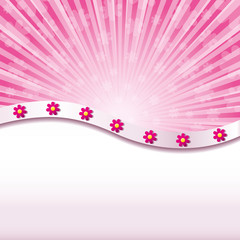 Pink abstract background with flowers, Vector illustration